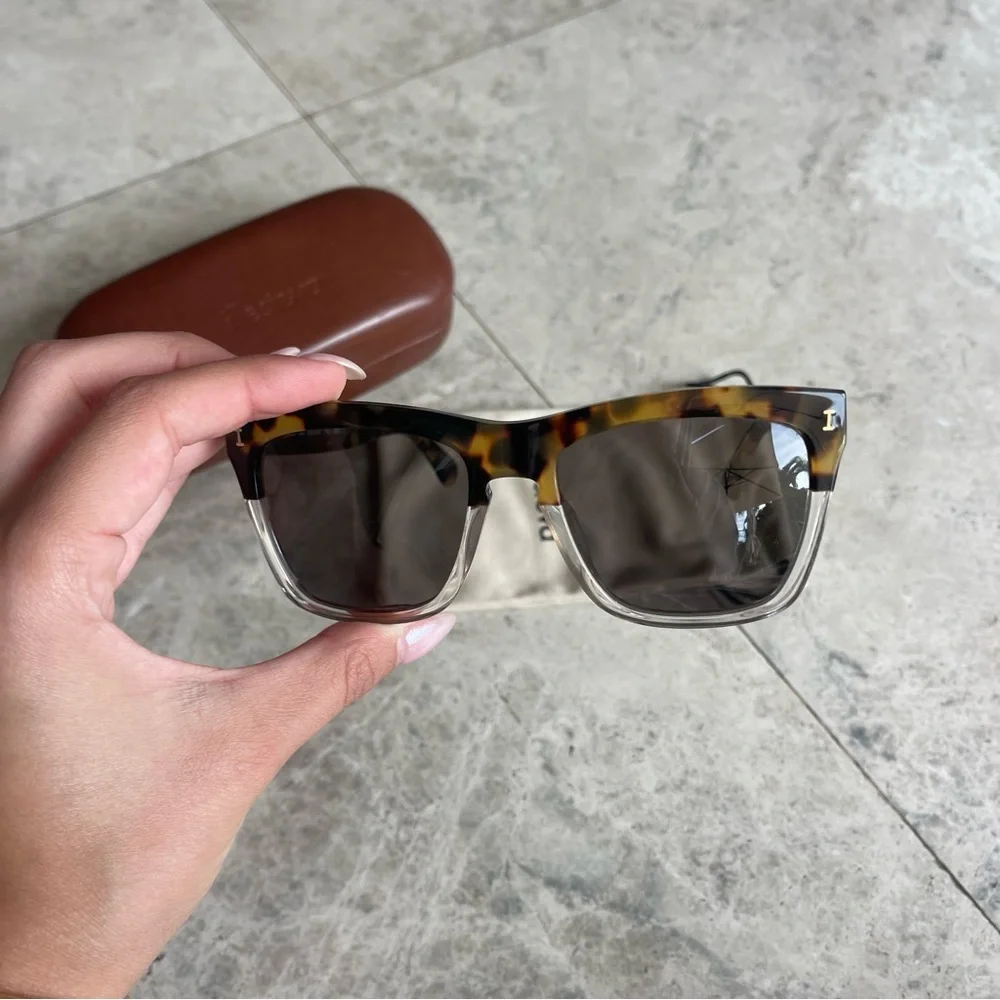 Illesteva Tortoiseshell and Clear Frame Sunglasses with Brown Lenses